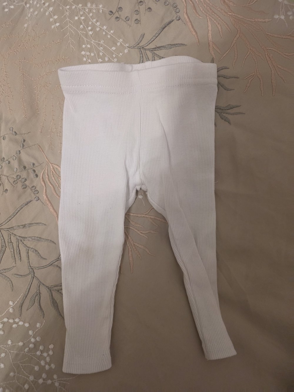Ribbed White Kids Leggings - Soft Stretch
